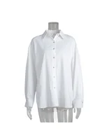 Bornladies 100% Cotton Spring Summer Versatile Lazy Casual Shirt Women's Fashionable Solid Color Loose Shirt Cardigan Shirt - Image 6