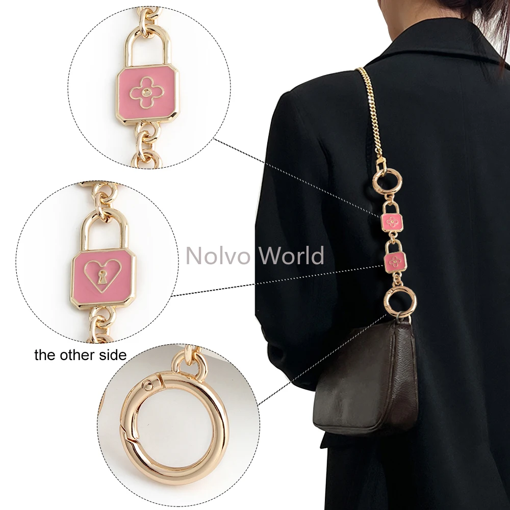 2/4/20PCS 12-18CM Lock/Flower/Dog/Pumpkin Shape Extended Shoulder Strap Chains For Crossbody Bags Wallet Decoration Accessories
