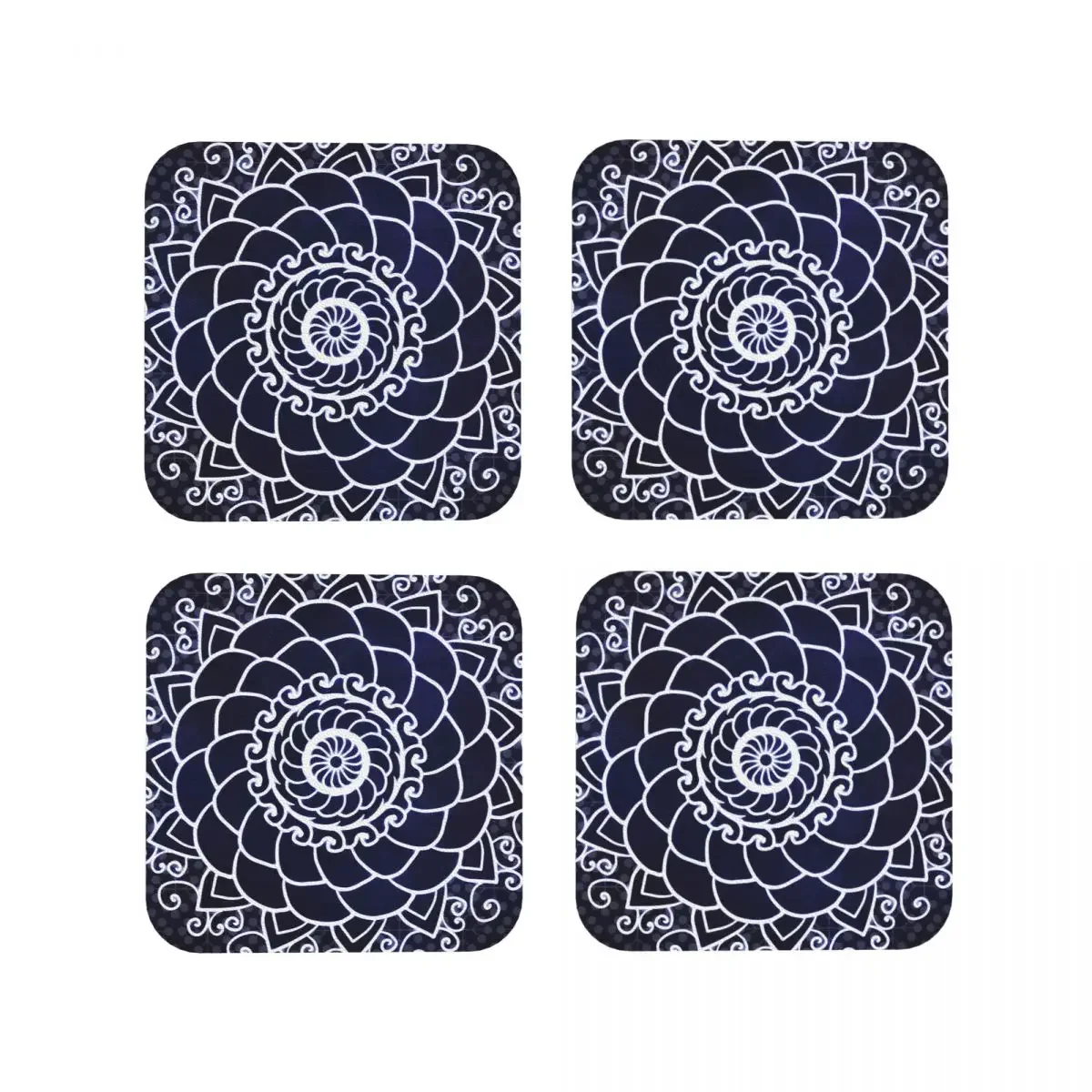 Mandala Hippie Flower Coasters Coffee Mats Set of 4 Placemats Cup Tableware Decoration & Accessories Pads for Home Kitchen Bar