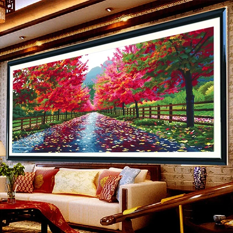 DIY 5D full Diamond Embroidery,Round Diamond Red tree fortune Living room decoration rhinestone beads Diamond painting