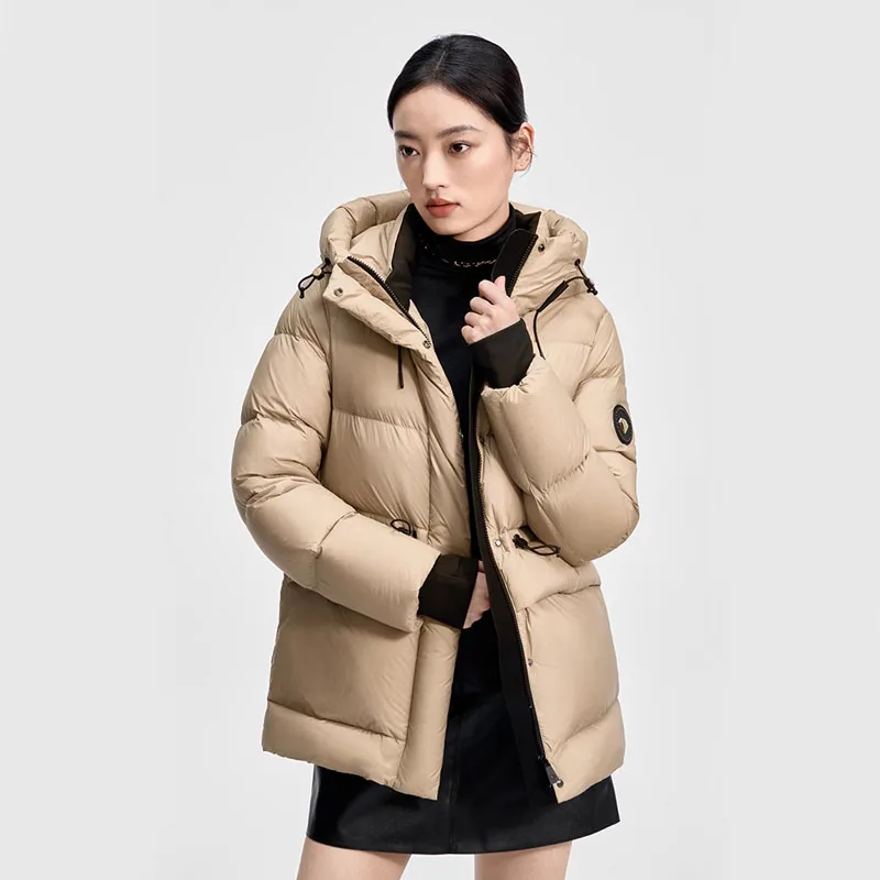 Chericom منتصف طول مقنعين أسفل سترة الرباط الخصر خفيفة الوزن سترات منتفخة سليم صالح الدافئة المرأة معاطف الشتاء Y309765Y
