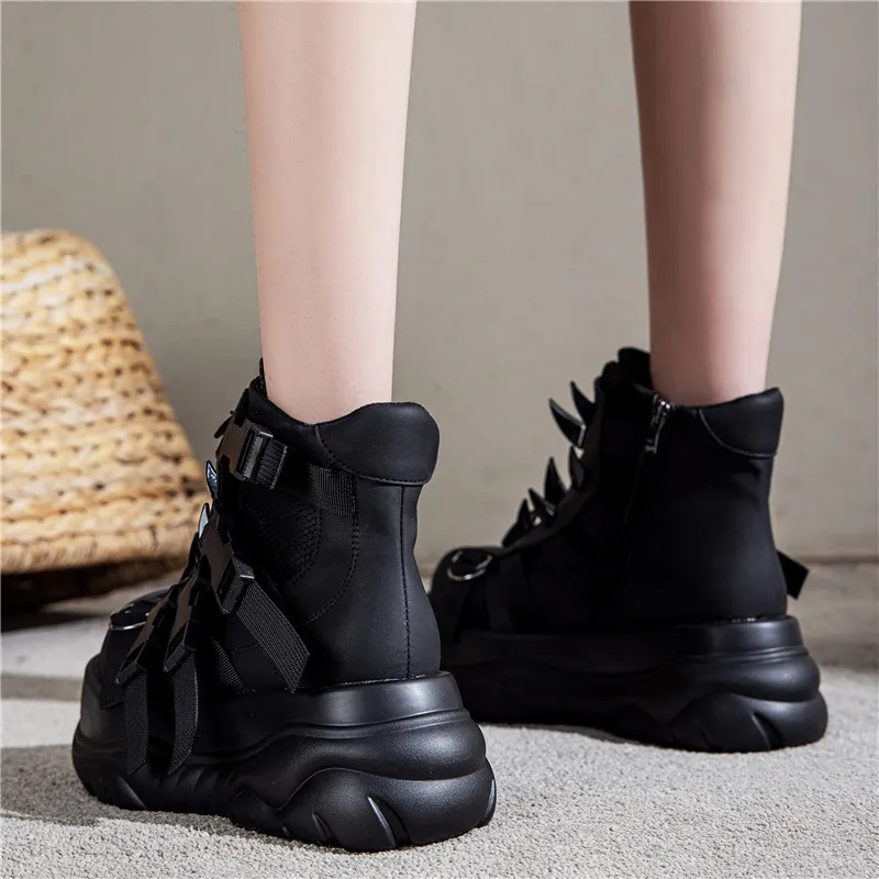 Large Size New Punk Muffin Thick Bottom Retro Rivet Heavy Metal Short Boots Women'ankle