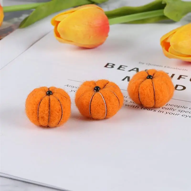 12Pcs Felt Pumpkin Ornaments Felt Foams Ball Craft Project Supplies Autumn Felt Pumpkin Decor Wool Felt Poker Pumpkin Ball