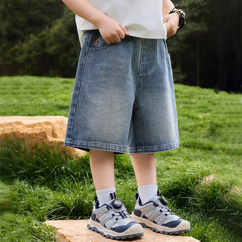 5-14Y Children's Jeans Pants Summer Letter Comfortable Denim Shorts for Boys  Kid's Loose Casual Trousers Clothes H130-25