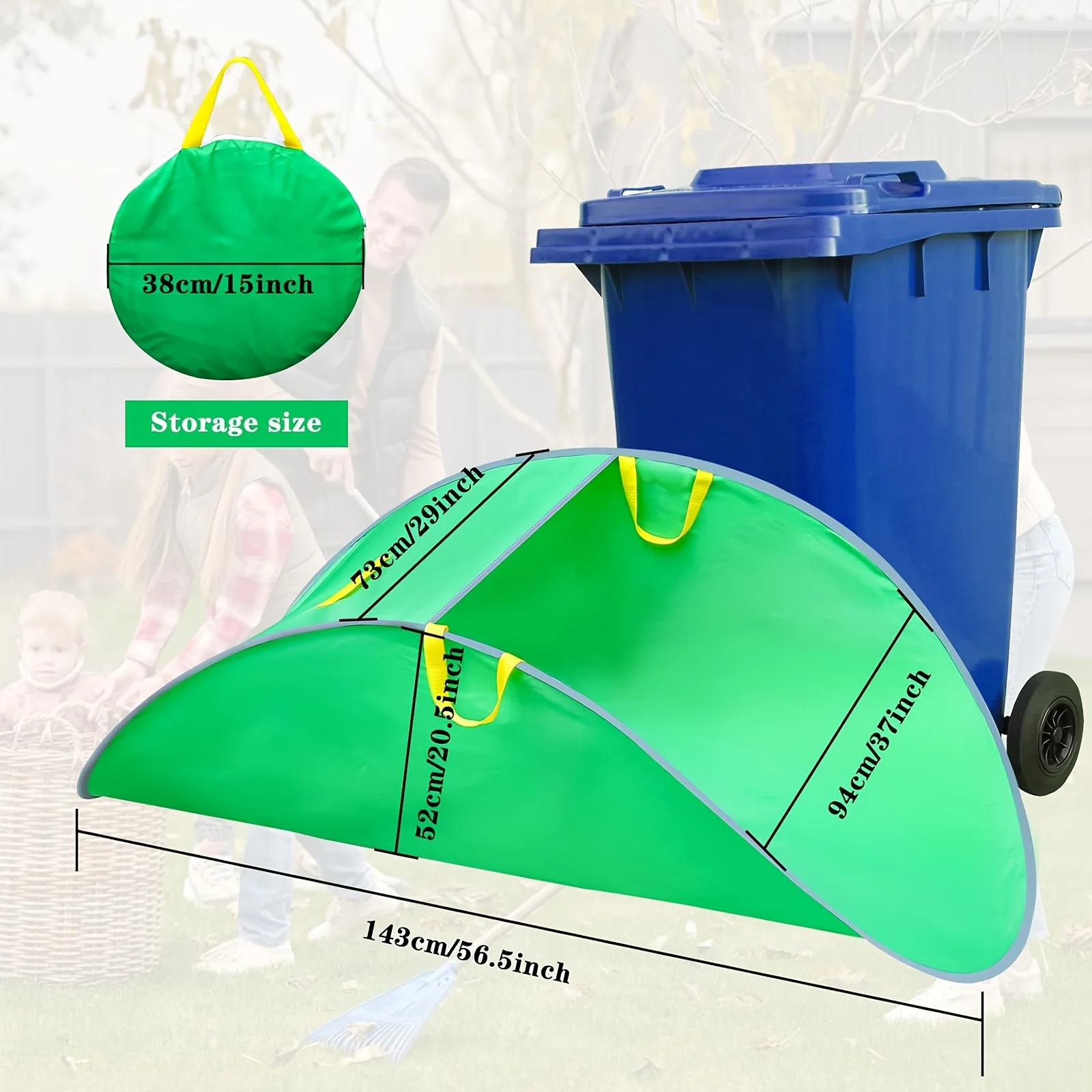 Sac de ramassage de feuilles d'automne, sac à feuilles portable pliable, outil de ramassage de feuilles pliable, sac de jardin réutilisable pour les déchets de feuilles et de pelouse