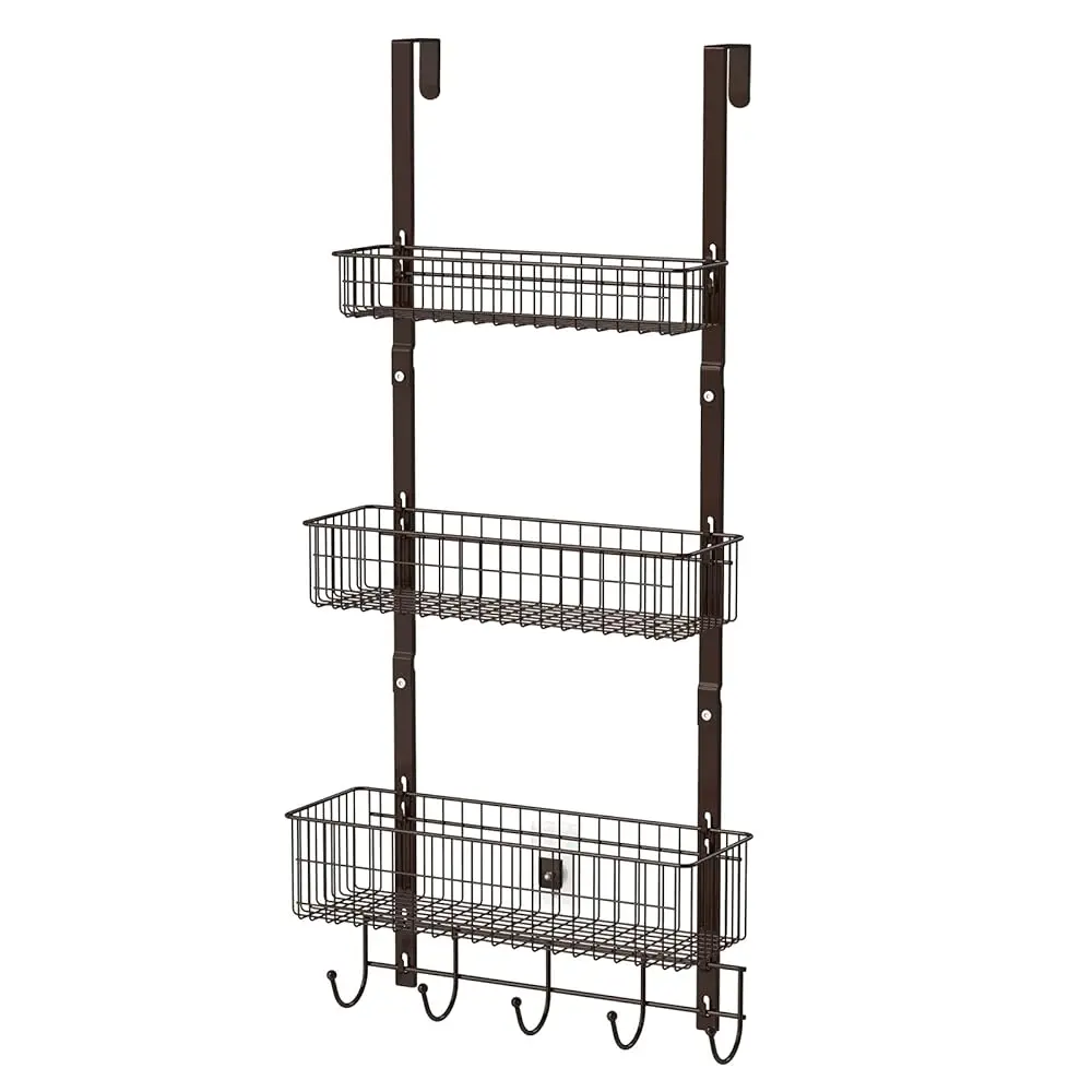 

Over The Door Basket Organizer 3 Tier Hanging Basket Door Shelf Ra Heavy Duty Over Door Pantry Organizer With 3 Metal Baskets