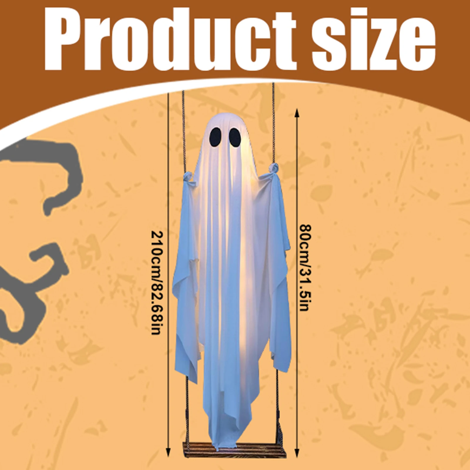 زينة الهالوين معلقة سوينغ شبح ديكور ث/أضواء في الهواء الطلق متوهجة شبح الحلي الرعب لشجرة الشرفة ساحة حديقة الحديقة