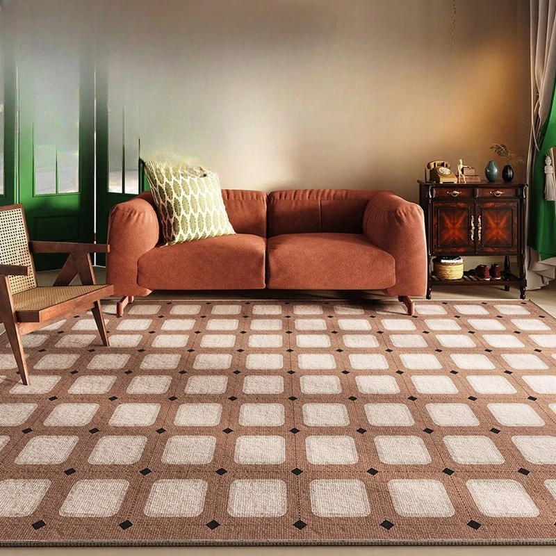 Simple modern light luxury carpet, American retro black and white plaid sofa