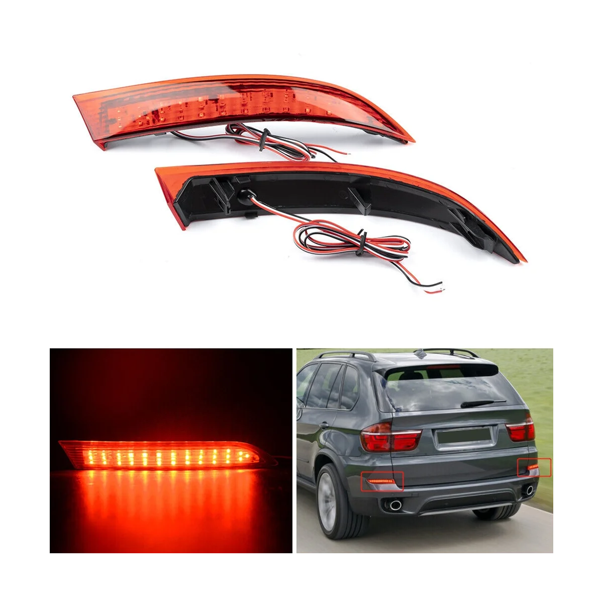 63147240997 LED Brake Light Bumper Light Rear Bumper Marker Light for BMW X5 E70 LCI 2010-2013 63147240998