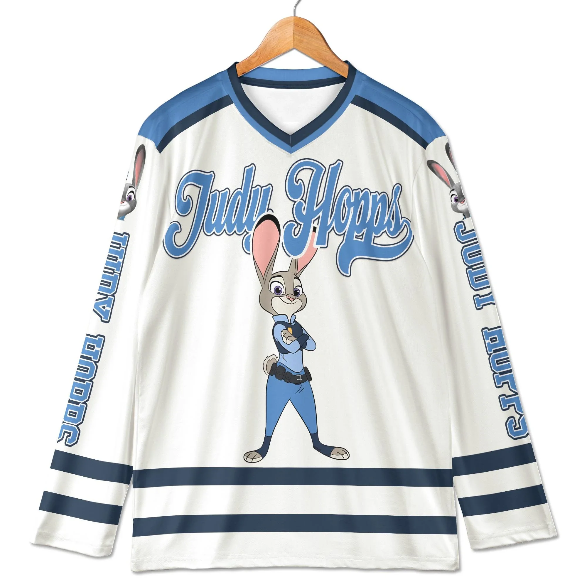 ديزني زوتوبيا نيك آند جودي هوكي بلاير جيرسي الكبار الاطفال طويلة الأكمام تي شيرت تنفس التجفيف السريع مريح لينة بسط #3