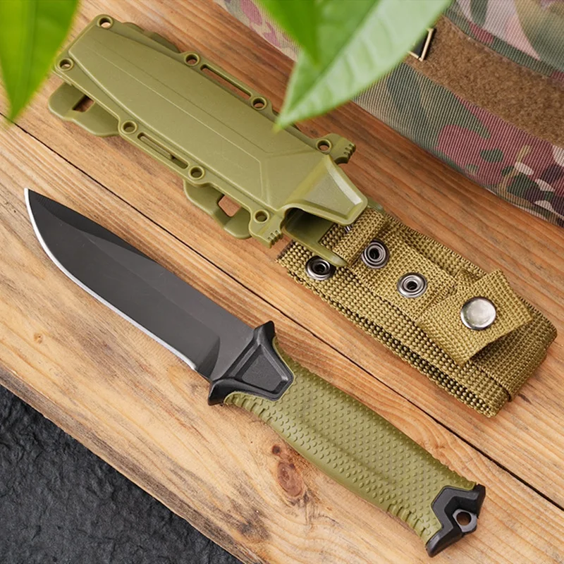 2024 new outdoor straight knife with sheath high hardness sharp multi-function knife camping portable nylon knife home