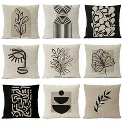 Simple Black Geometric Pillows Boho Leaves Throw Pillow Cover Bohemia Floral Cushion Home Decoration Decorative Sofa Pillow Case