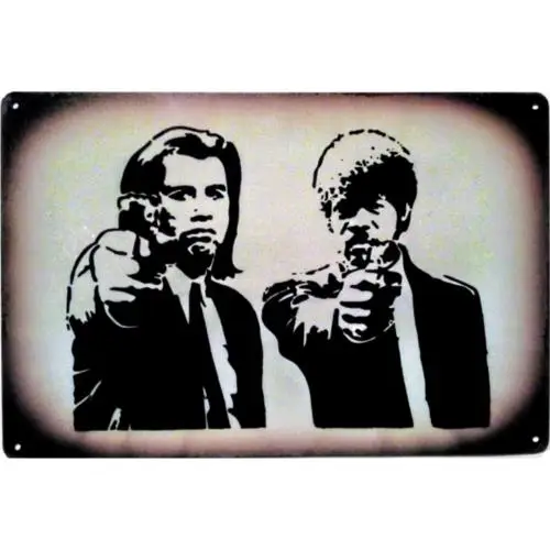 1 pcs,Pulp Fiction Vintage Movie Metal Sign Retro Stencil Vincent &Jules ch