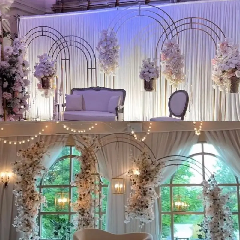 Luxury Outdoor Party Stage Wall Backdrops Flower Arch Display Frame Wedding Event Background Props Floral Sign Decoration Stand