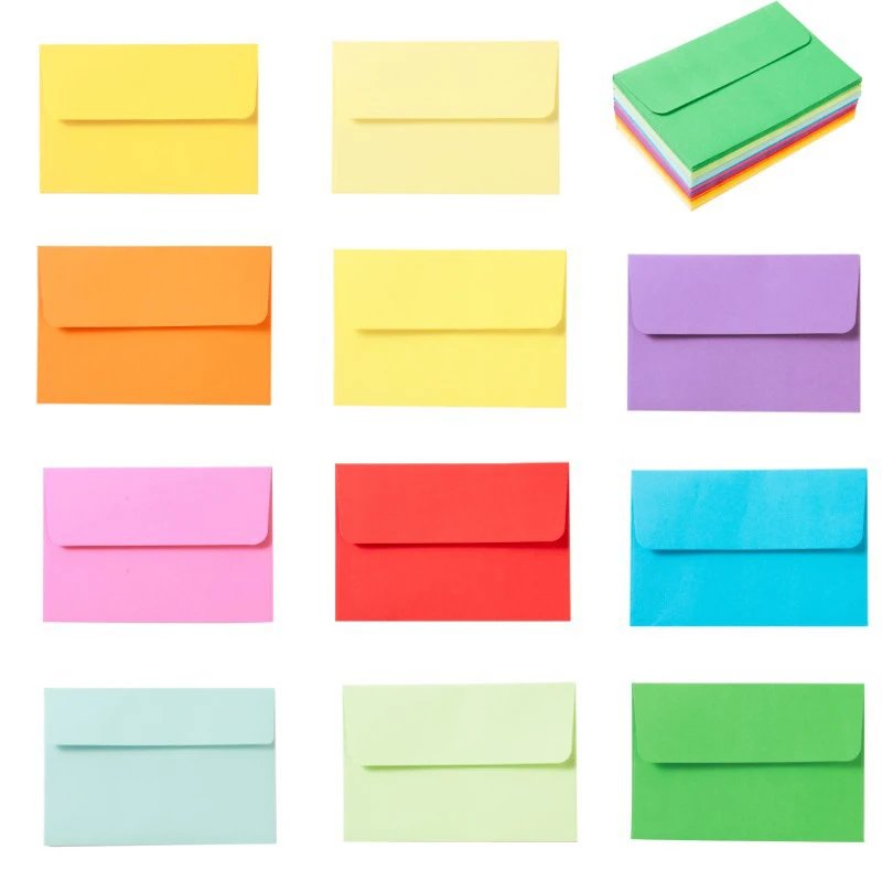 50Pcs Candy Color Blank Mini Paper Envelopes For Letter Wedding Party Invitation Greeting Cards Gift Business Cards Envelope