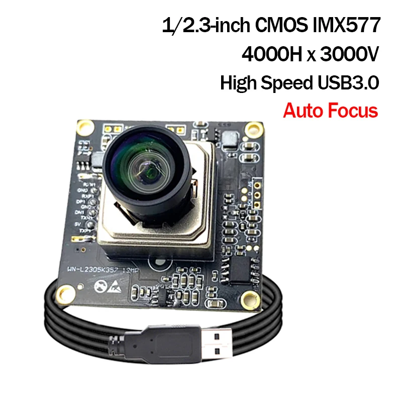 COMS IMX577 4K 12MP HD 4000Hx3000V USB3.0 وحدة الكاميرا AF/FF 100 درجة MJPEG YUY2 H.264 UVC-متوافق مع التعرف على الوجه