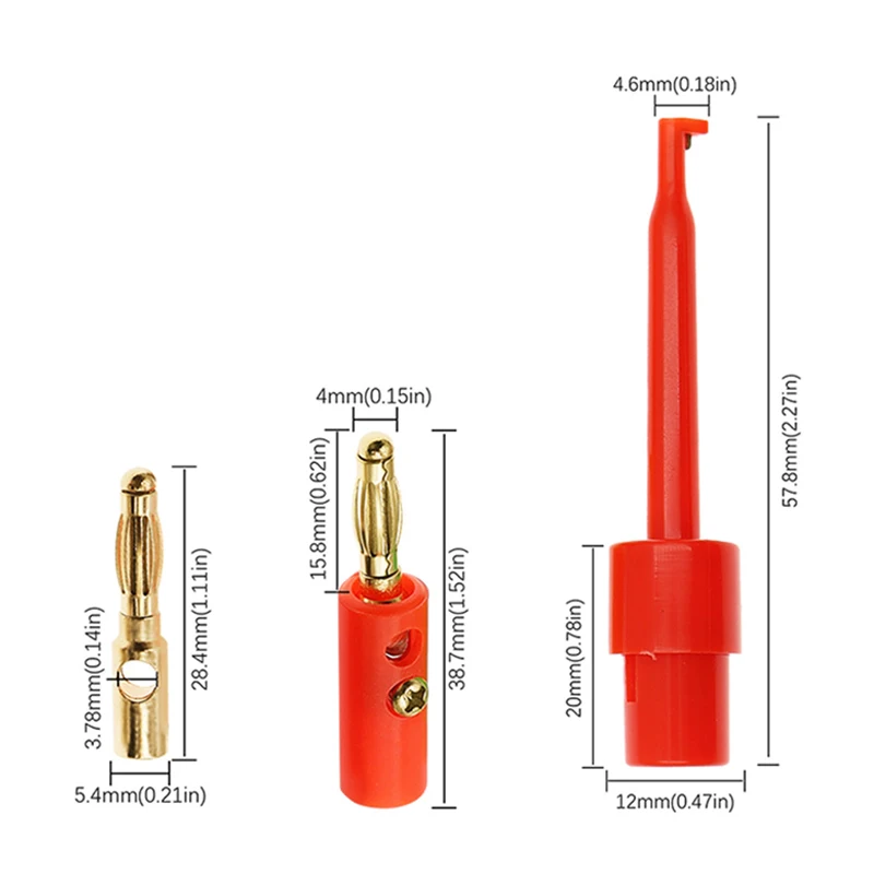 1 Pair 4mm Banana Plug Connector To Hook Clamp Adapter For Multimeter Test Leads Wire Red Black Test Hook Line Tool Accessories