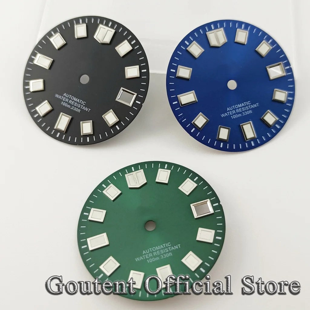 Goutent 29mm Sterile Black Blue Green Watch Dial C3 Super Luminous For Fit NH35/NH35A  Automatic Movement Accessories