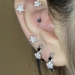 Fashion Retro Zircon Crystal Pentagram Earrings 2023 Trend Simple Star Hoop Earrings for Women Girls Aesthetic Jewelry Wholesale