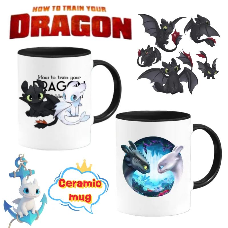 

New How to Train Your Dragon Light Fury Toothless Card Sleeve Cute Ceramic Mug for Home and Office Afternoon Tea Coffee Cup
