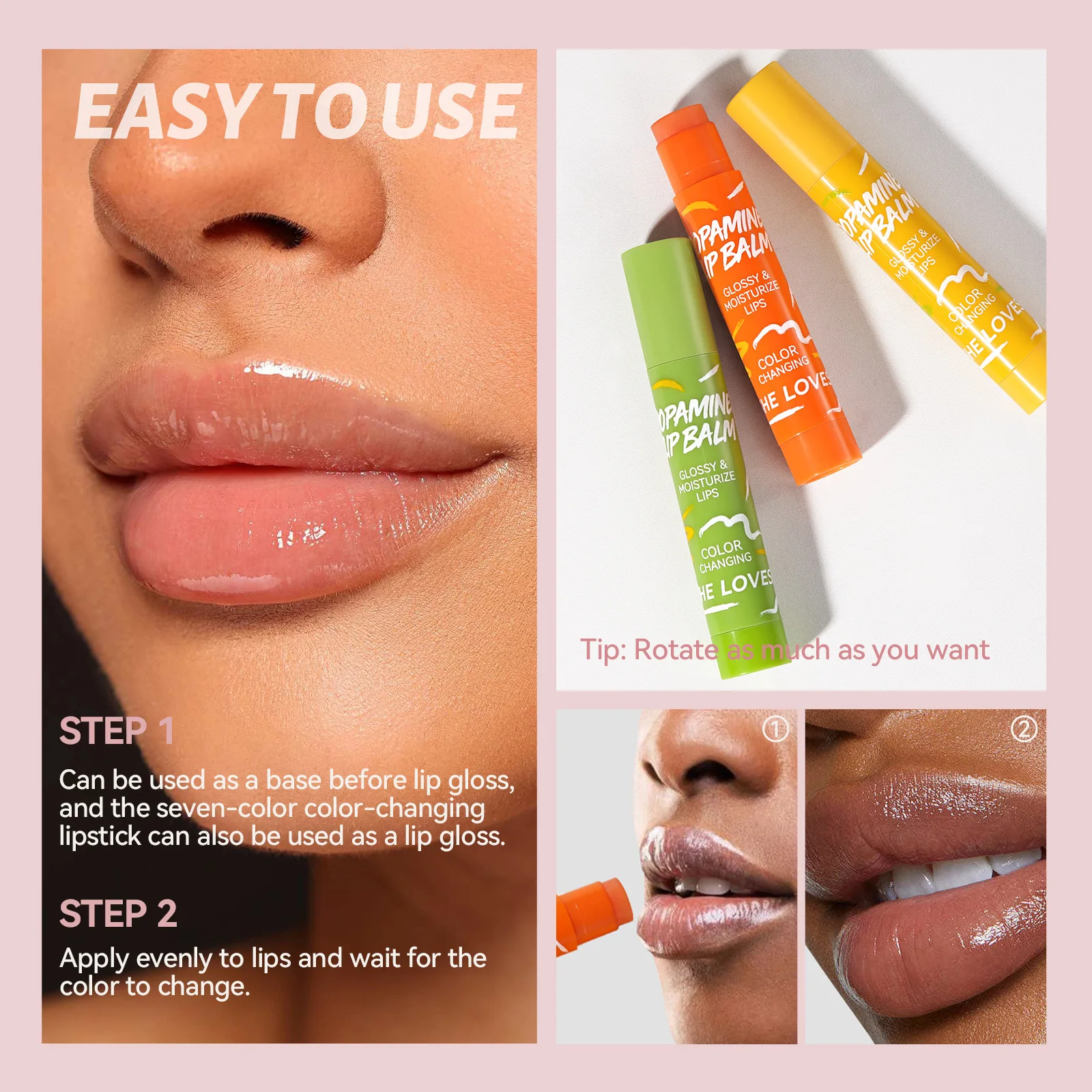 Color Changing Lipstick Discoloration Tinted Lip Balm Set Glossy Moisturizier Hydrated Natural Light Lip Plumping Lips Cosmetics S416434b3a4504551ad4b3e09ba8d0af7H