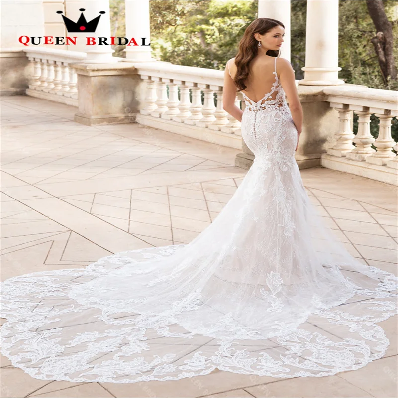 Chân Váy Xòe Caro Sexy Nàng Tiên Cá Áo Cưới Năm 2023 Mới Appliques Nút Cổ V Cô Dâu Đồ Bầu Vestidos De Novia Tùy Chỉnh D96C