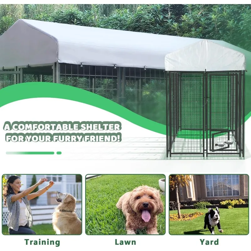 Imagem -04 - Lemberi-dog Kennel ao ar Livre para Cães Grandes Heavy Duty Fio Soldado Cercadinho de Aço Pet Pen Caneta Impermeável Resistente Aos Raios uv 4x4x6 Pés