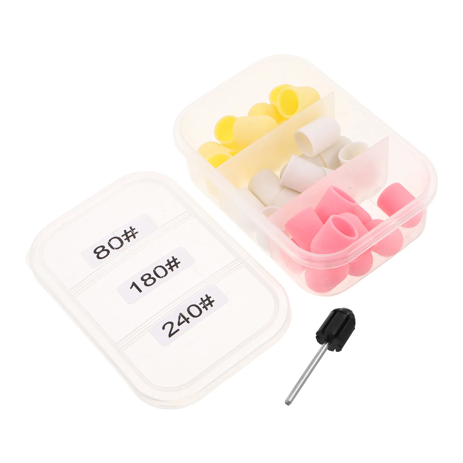 

15Pcs Nail Sanding Caps Fine 80 180 240 Grit Portable Nail Drill Grinding Caps Mini 10Mm Manicure Pedicure Tool Gel Polish