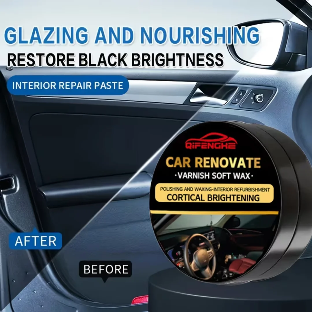 

QIFENGHE 70g Car Interior Renovate Wax, Leather & Plastic Varnish Soft Wax, Polishes & Brightens Dashboards & Seats