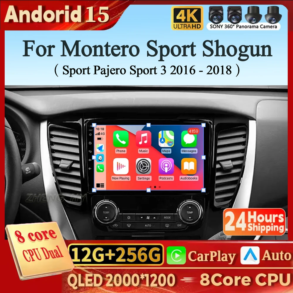 Para Mitsubishi Montero Sport Shogun Sport Pajero Sport 3 2016 - 2018 Radio de coche reproductor de vídeo Multimedia navegación