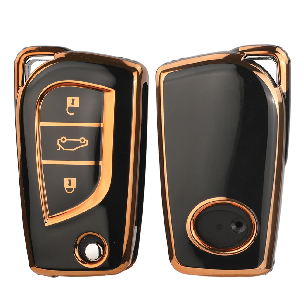 Jingyuqin 2/3BTN Soft TPU Car Key Case Fob For Toyota Auris Corolla Avensis Verso Yaris Aygo Scion TC IM Camry RAV4 Forturner