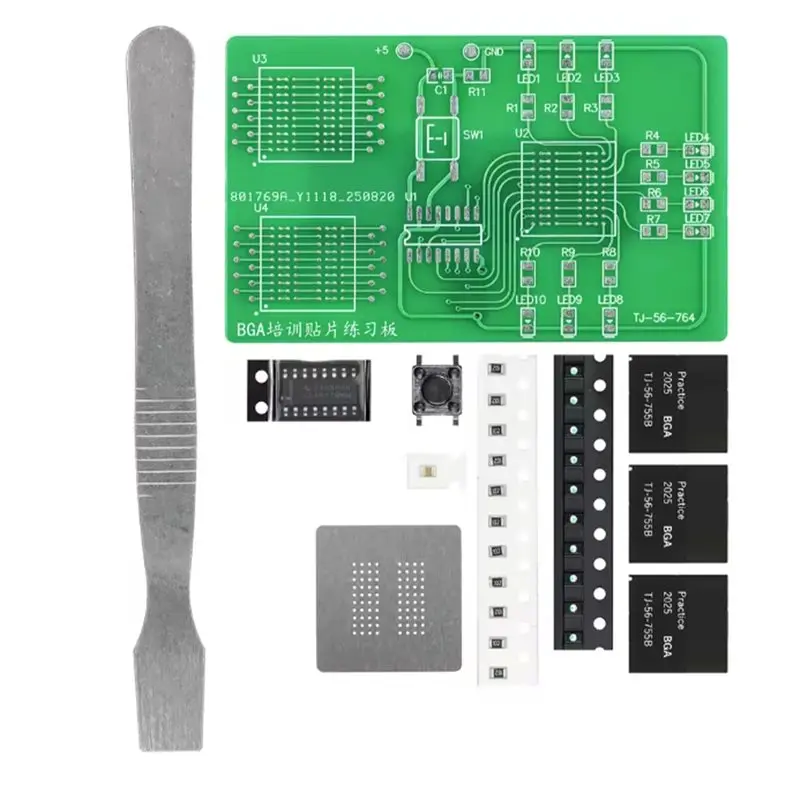 A99E-BGA Chip Training Teaching Experiment Soldering Practice Board SMD LED Flowing Light Assembly Kit