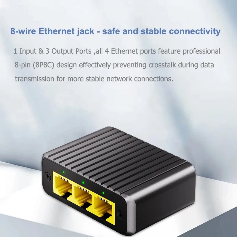 4 منافذ شبكة التبديل 1000Mbps RJ45 LAN مهايئ توزيع جيجابت التبديل 1 في 3 خارج إيثرنت الفاصل ل جهاز توجيه صندوق التلفزيون الكمبيوتر #3
