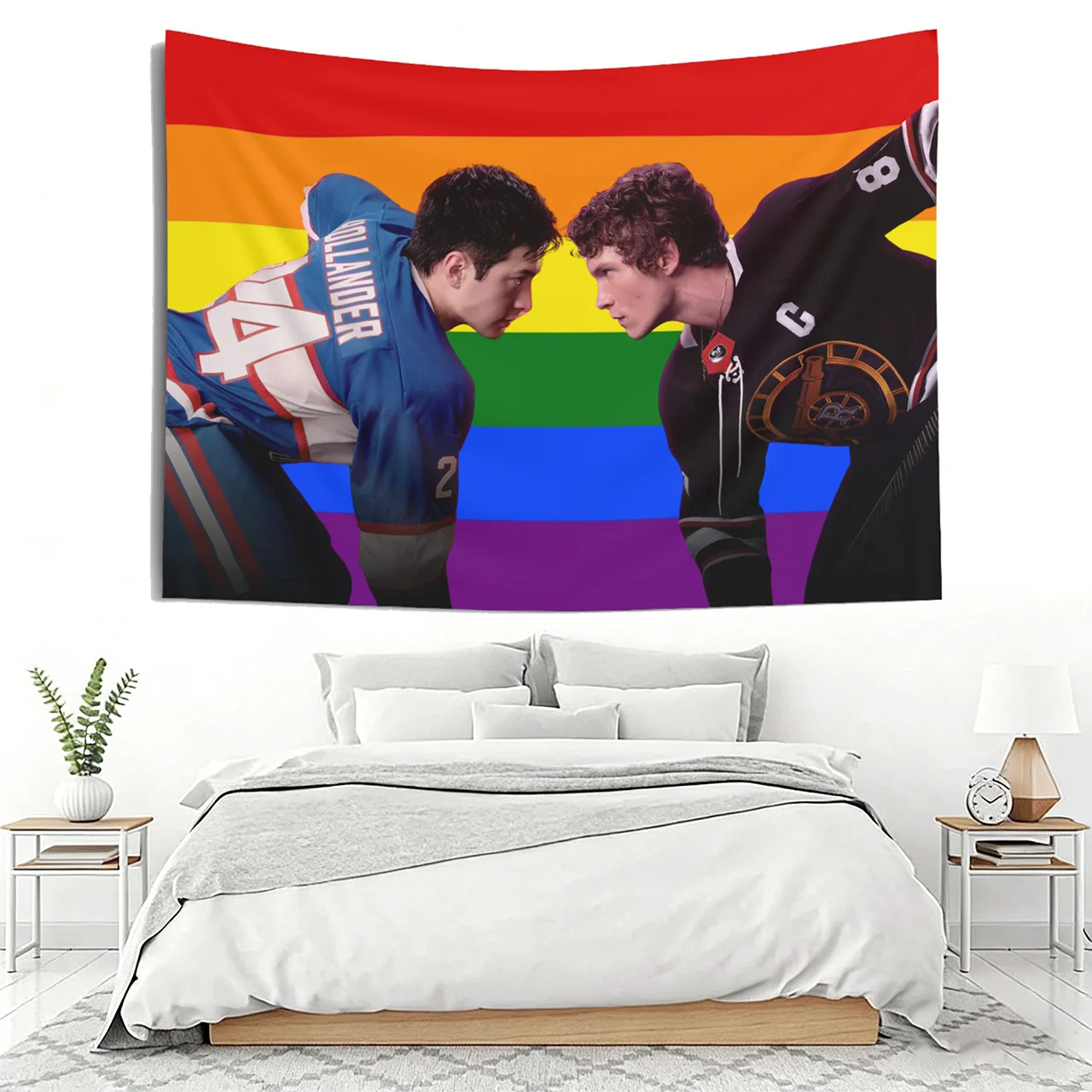 Heated Rivalry Gay Pride Flag Tapestry - LGBTQIA+ Pride Month - Hudson Williams, Connor Storrie