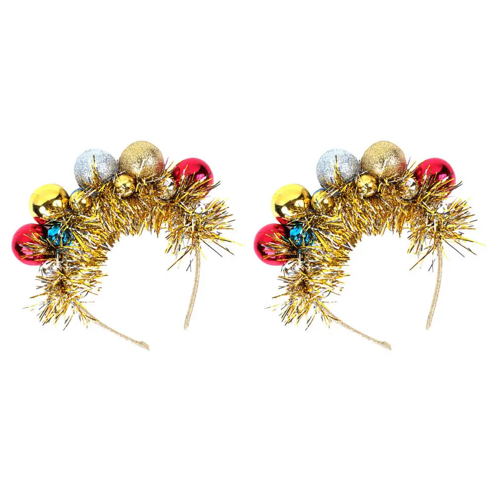 

2Pcs Christmas Ball Hairband for Lovely Xmas Headwear Decorative Party Accessories Festive Holiday Hair Hoops