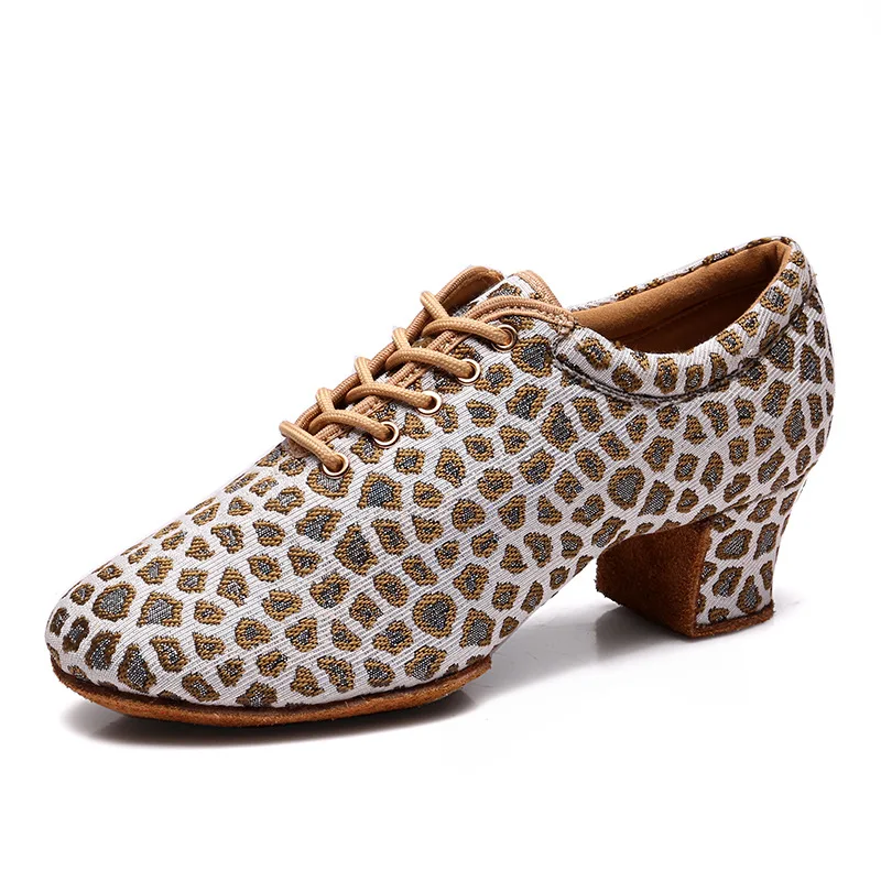 

Breathable Latin Dance Shoes for Women Adults 5cm Mid High Heel Square Ballroom Dancing Shoes Indoor Sports