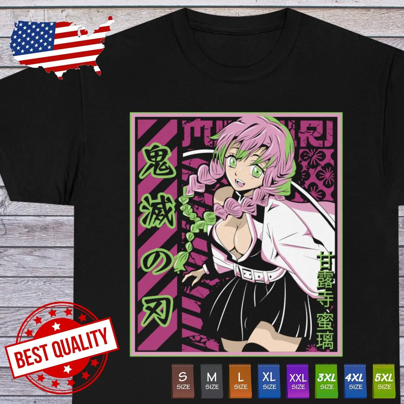 Kawaii Mitsuri Shirt Demon Slayer Waifu Anime Clothing Japanese Tee Manga Otaku