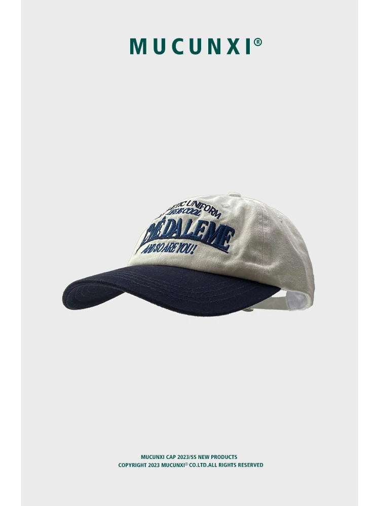 Gorra de béisbol con bordado de letras de contraste de Color, gorra con visera, sombrilla superior suave, pareja de calle