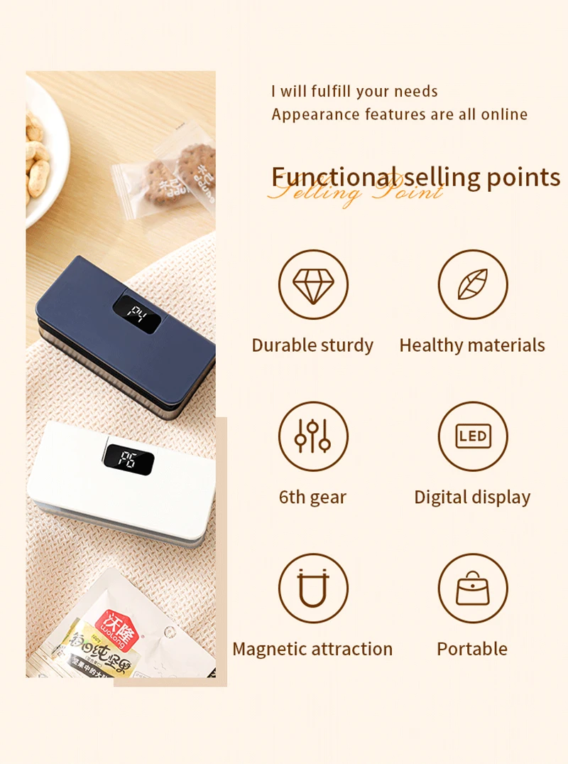 Mini Bag Sealer Handheld Plastic Bag Heat Sealing Machine USB Rechargeable Food Package Clip Bags Sealer Plastic Bag Heat Sealer
