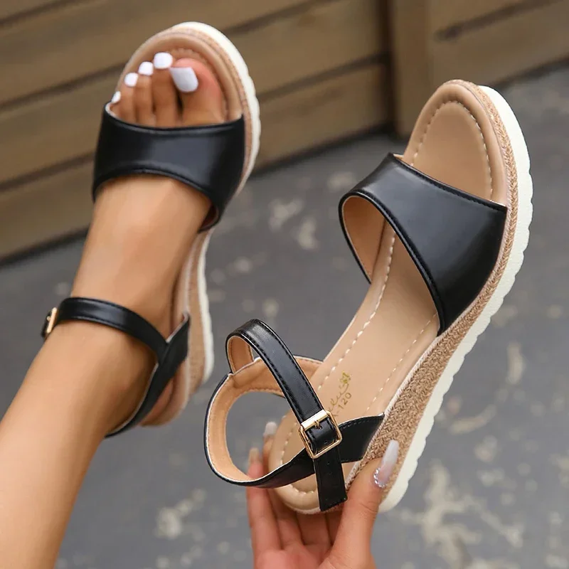 

Lightweight Wedge Sandals for Women Summer 2025 Buckle Strap Platform Sandles Woman Thick Sole Non Slip Casual Sandalias Mujer