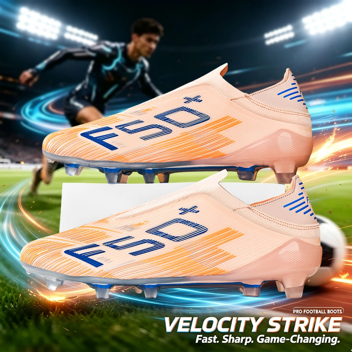 Men AG FG Hybrid Stud Soccer Shoes, Comfortable PU Upper, Shock Absorption Cleats for Natural Grass Training