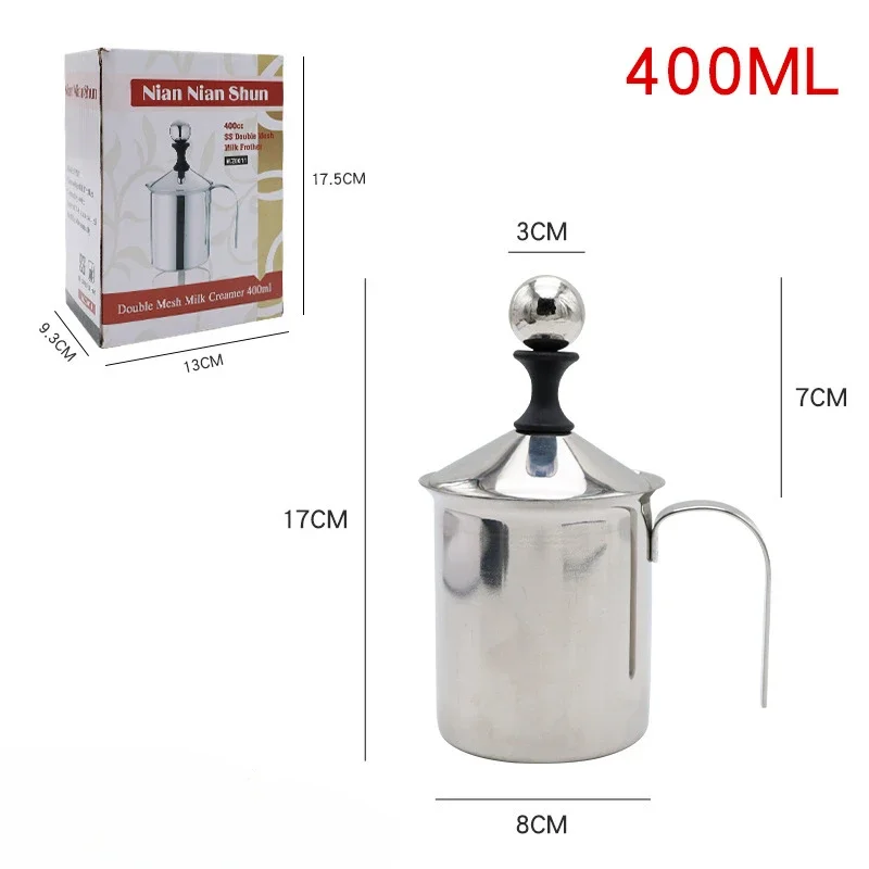 400ML Stainless Steel Milk Maker Coffee Double Hand Foam Maker Japanese Milk Bubbler Fancy Coffee Supplies New