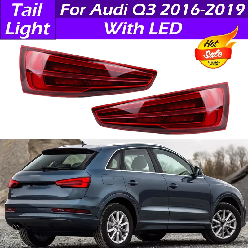 

Для Audi Q3 2016-2019 светодиодный задний фонарь автомобиля, стоп-сигнал заднего хода, динамический рулевой задний фонарь, указатель поворота, автомобильные аксессуары