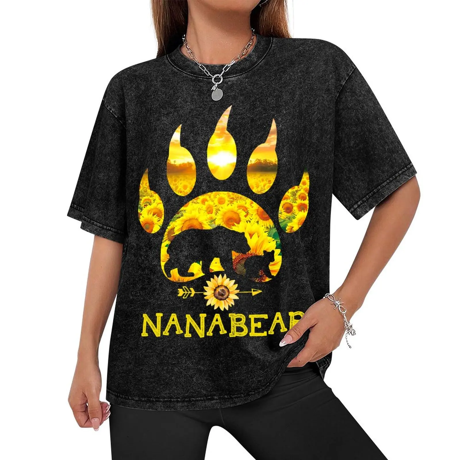 Nana Bear Sunflower Mother's Day T-Shirt boys whites boys animal print hippie clothes tees mens clothes