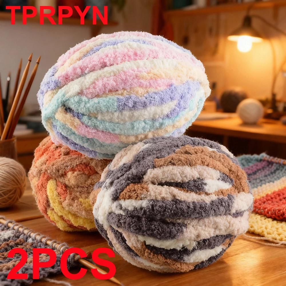 2Pcs Knitting Chunky Yarns Crochet line for Blanket Cushion mat Chenille extra Thick thread Soft Warm Crocheting Yarn Scarf