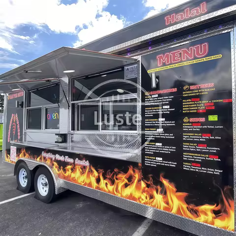 Food Truck Trailer Mobile Cart Caravan Hamburger Shape Mobile Business Factory off road camper trailers