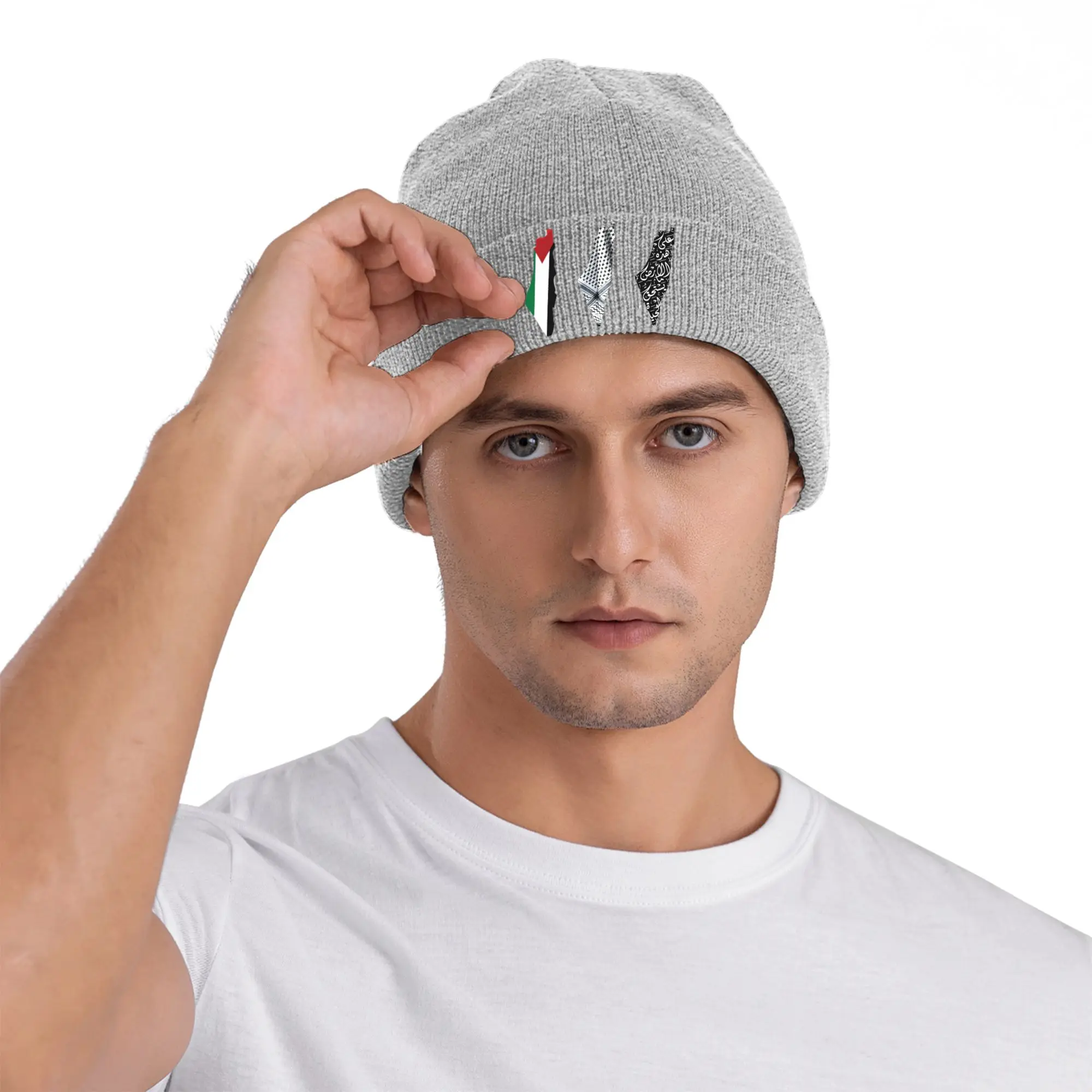 Map of Palestine The Palestinians Beanie Hats Knitting Hat Men Women Fashion Thermal Elastic Caps Spring Gym Graphic Bonnet Hats