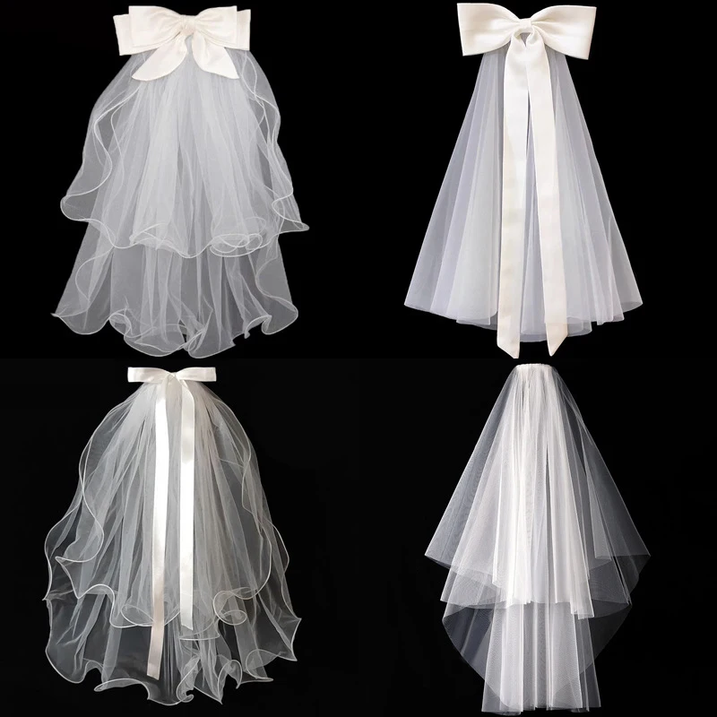 

Simple Ribbon Edge Soft Tulle Wedding Veils with Comb Marriage Wedding Accessories