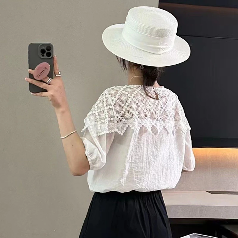 Immagine 5: Mantella Ricamata Traforata con Colletto Staccabile, Colletto Finto Decorativo per Abiti e Maglioni, Accessori di Abbigliamento Femminile