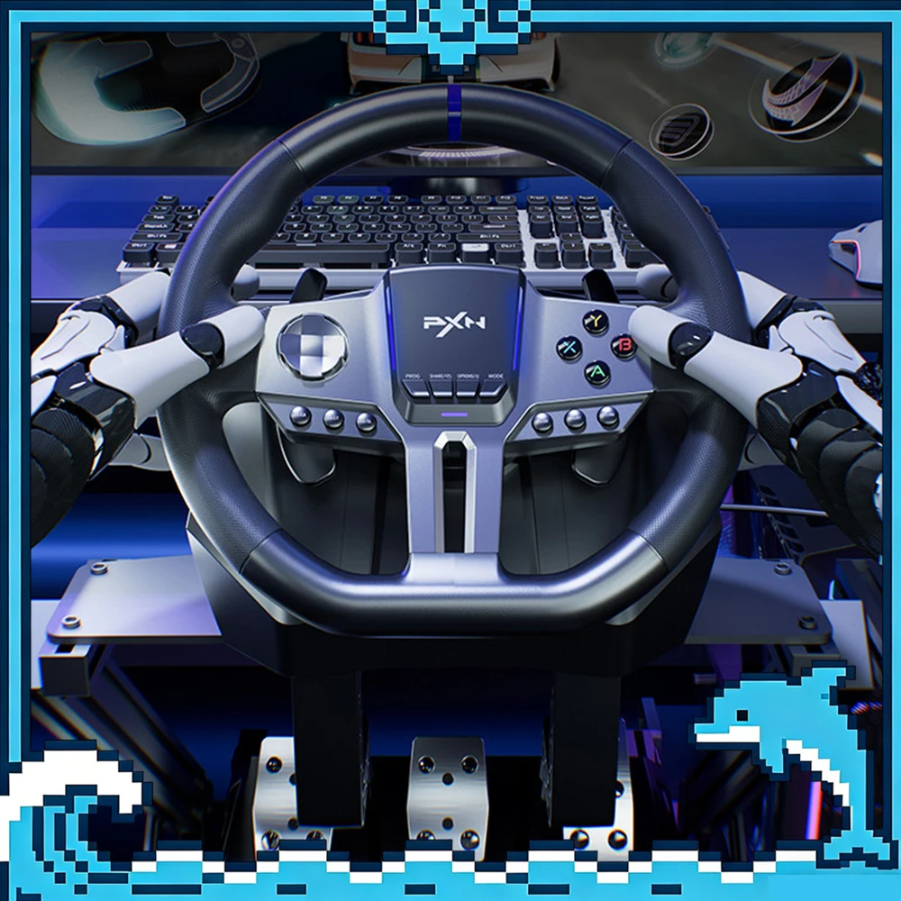 PXN V9 Gen2 Gaming Steering Wheel 270°/900° Racing Wheel Volante for PS4/PS3/PC Windows 8,10,11/Switch/Xbox One/Xbox Series X/S